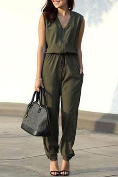 Sleeveless Loose Army Green Jumpsuit | Fashion, Zaful fashion .