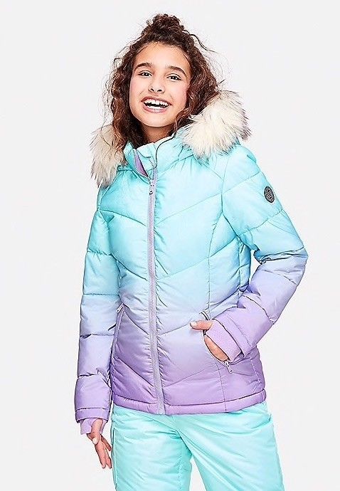 Justice Girls OMBRE Hooded Winter Warm Puffer Jacket Coat SOLD OUT .