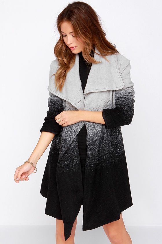 BB Dakota Ashlyn Grey and Black Ombre Coat | Ombre coat, Black and .