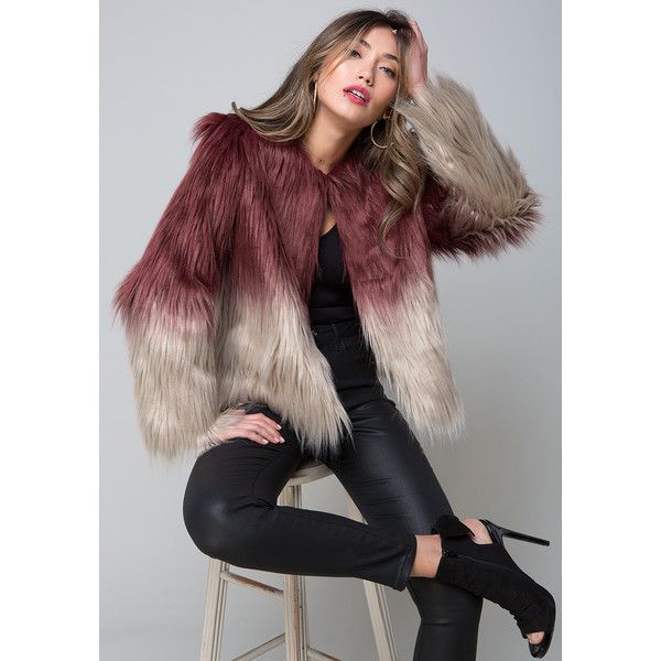 Bebe Women's Ombre Faux Fur Jacket ($159) ❤ liked on Polyvore .