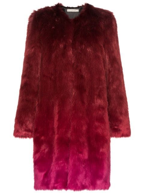 Mary Katrantzou Thalia Ombre Faux Fur Coat In Red | ModeSens .