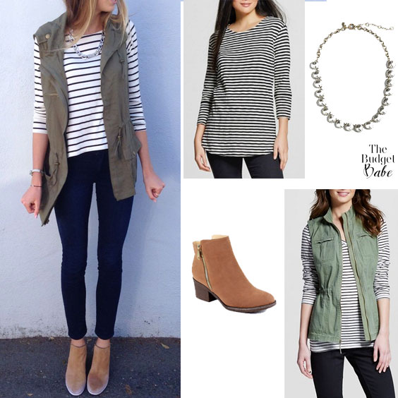 Cute & Trendy Spring Outfit Idea: Utility Vest and Striped Top .