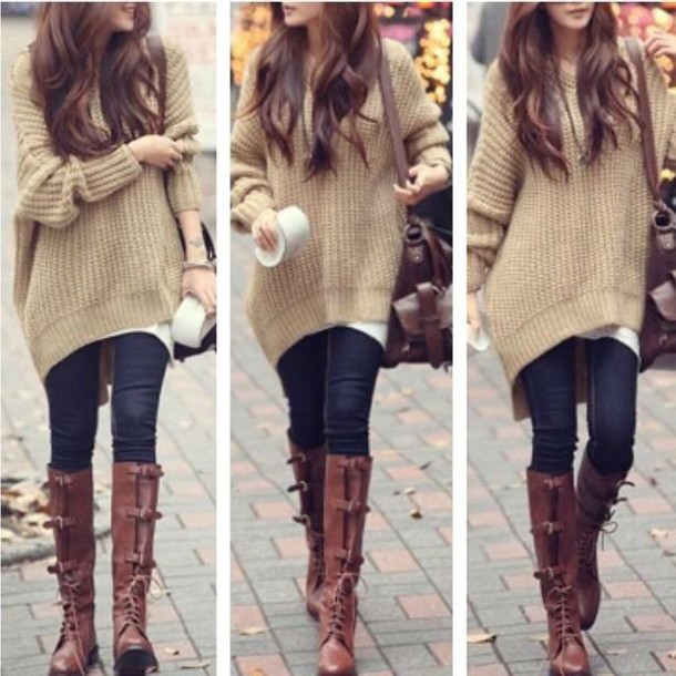 sweater, shoes, autumn/winter, fall outfits, oversized sweater .