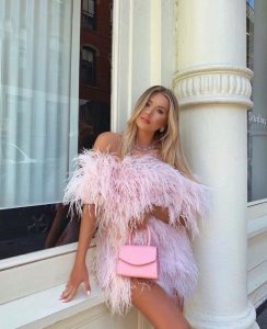 SGinstar Sophie Pale Pink Off Shoulder Feathers Mini Dress | Etsy .