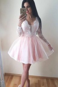 Pale Pink Homecoming Dress,Light Pink Short Prom Dress,Long .