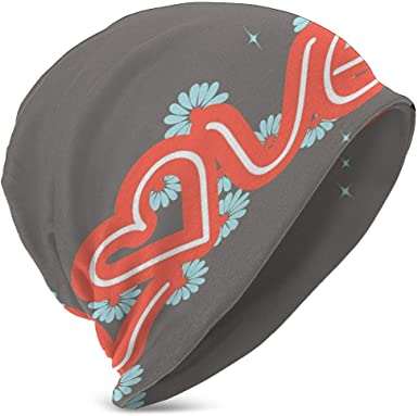 Slouchy Beanie Hat Love Drawn Trendy Pastel Colors are Decorated .