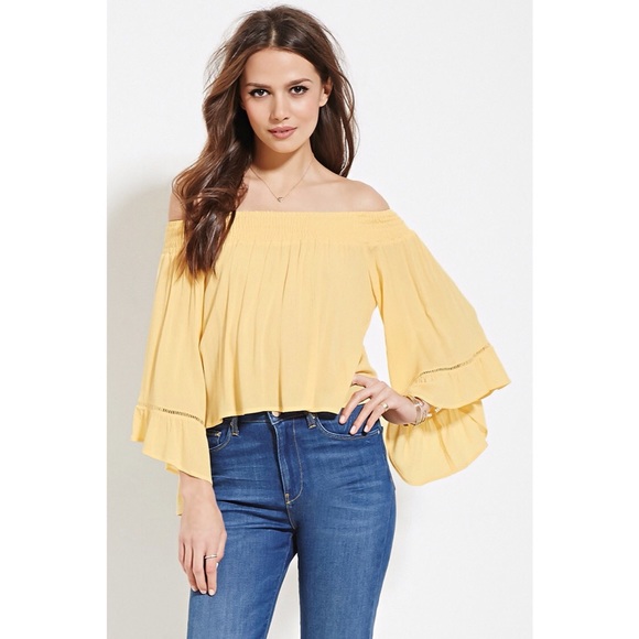 Tops | New Pastel Yellow Off The Shoulder Top | Poshma