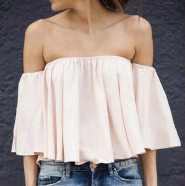 Pastel Pink Off Shoulder Top (unbranded), Women's Fashion, Clothes .