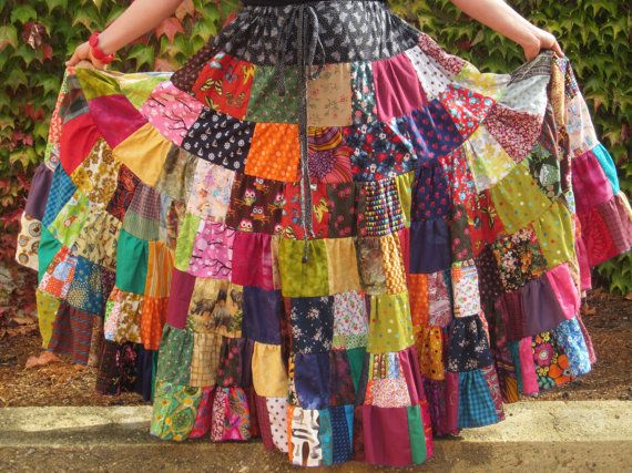 Women's plus size patchwork twirler skirt, ladies rainbow .
