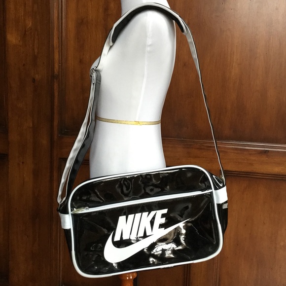 Nike Bags | Patent Leather Look Messenger Bag | Poshma