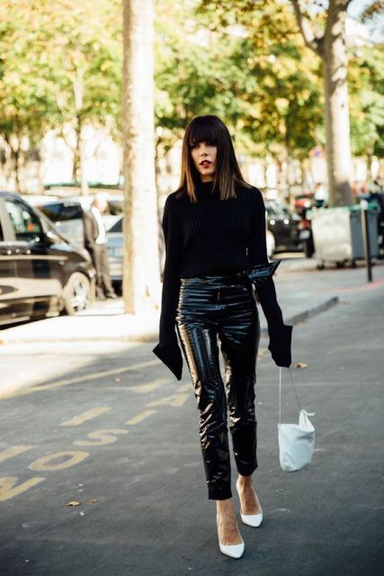 20 Stylish Outfits With Patent Leather Pants - Styleohol