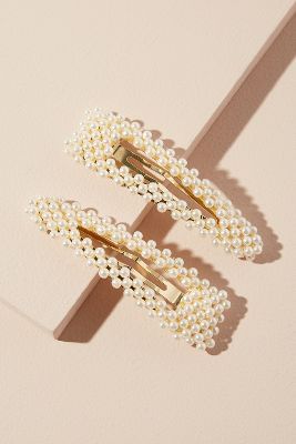 Set of Two Faux Pearl-Embellished Hair Clips | Hair accessories .