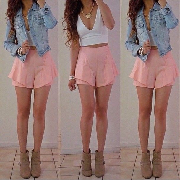 Shorts: summer outfits pink pastel pink pink denim jacket crop .