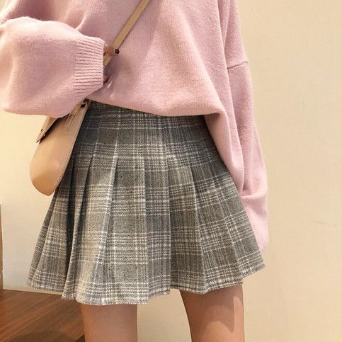 Woolen Plaid Pleated Skirt | Cute skirt outfits, Pleated skirt .