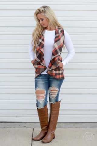 When In Rome Plaid Vest - Orange | Preppy outfits, Plaid outfits .