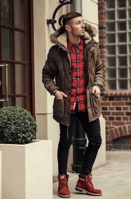 Amazing Winter Outfit For Men With Plaid Shirt, Amazing Winter .