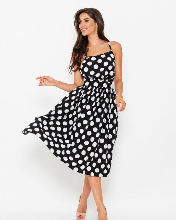 Summer polka dot dress Cocktail Dress Party dress Black dress | Et