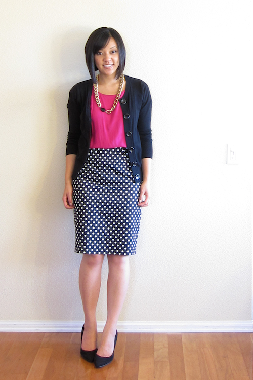 How to Wear a Polka Dot Pencil Skirt in Any Season - Putting Me .