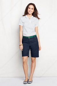 What to wear with Navy Bermuda shorts. Polka dot top. I would wear .