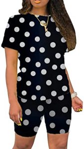Amazon.com: Two Piece Outfits for Women Shorts - Summer Polka Dot .