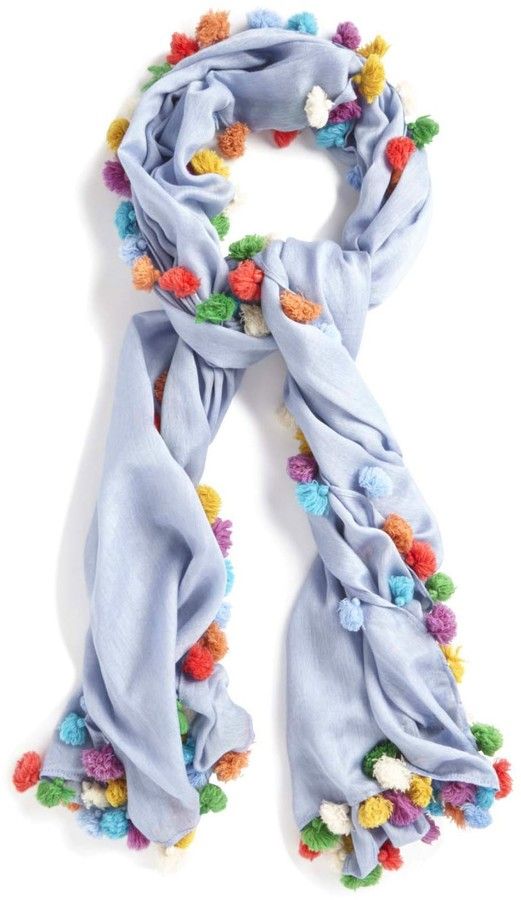OTTE - Jane Carr Boho Pom Pom Scarf | Pompom scarf, Crochet lace .