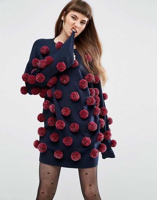 ASOS Sweater Dress with Pom Poms | AS
