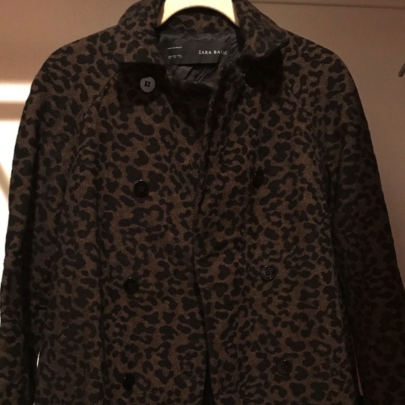 Zara Jackets & Coats | Zara Leopard Print Double Breasted Coat .
