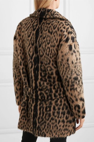Leopard print Double-breasted leopard-print wool-blend coat .