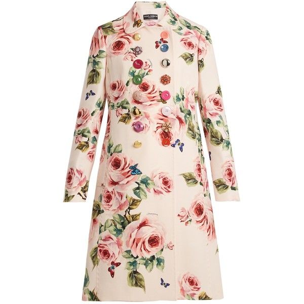 Dolce & Gabbana Rose-print double-breasted wool-blend coat ($5,295 .