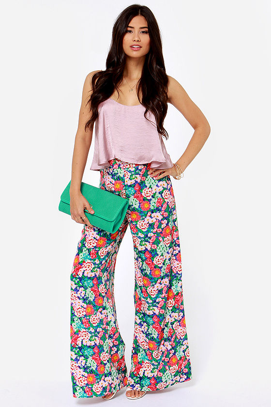 Printed High Waisted Pants Outfits