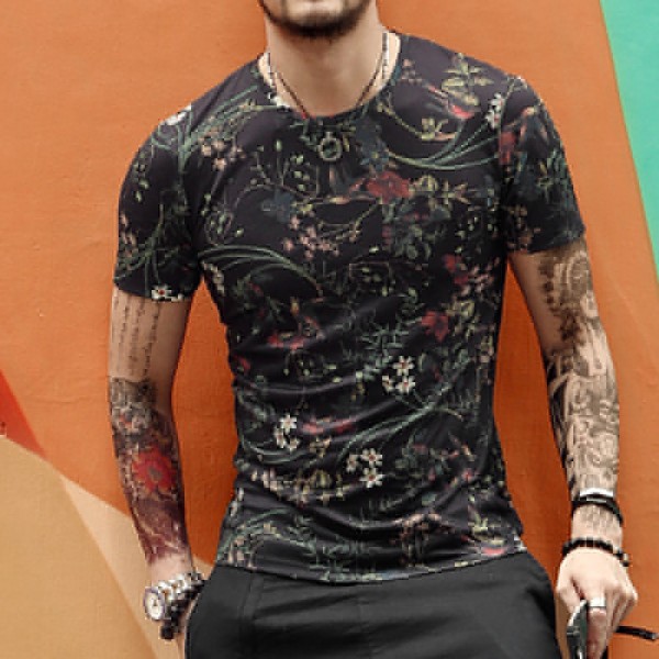 Buy Digital Printing T Shirts For Males Casual Summer Style Flower .