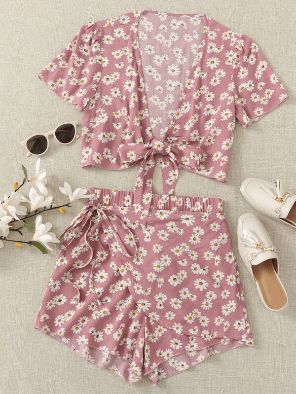 Pink Summer Sets - Pink Tops With Shorts or Skirts for a Cute .