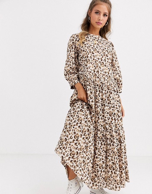 ASOS DESIGN tiered maxi dress in leopard print | AS