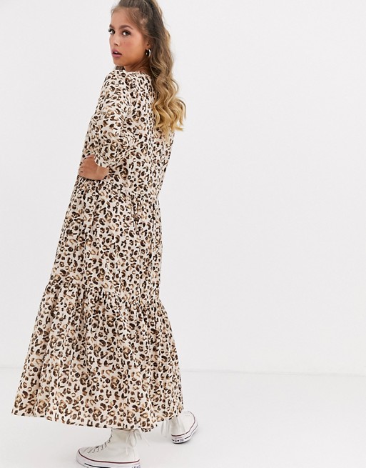 ASOS DESIGN tiered maxi dress in leopard print | AS