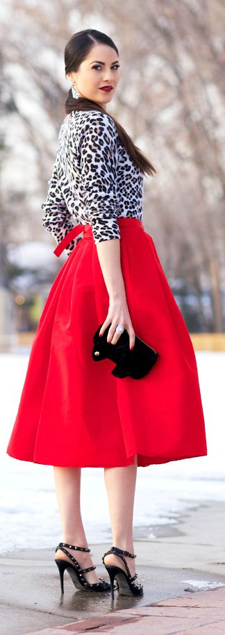 Red Skirts 5 Ways - Skirt Outfits - Skirt Fixati