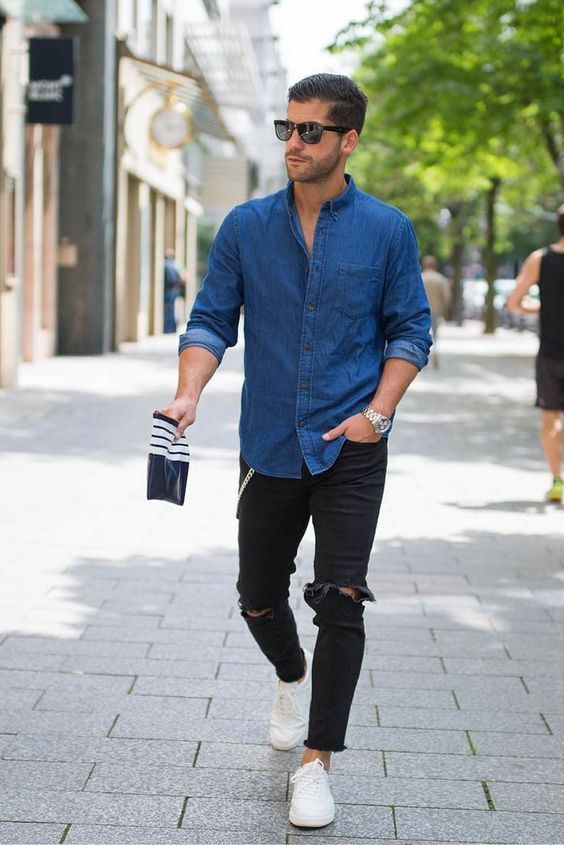 Ripped Jeans Spring Outfits For Men – thelatestfashiontrends.com .