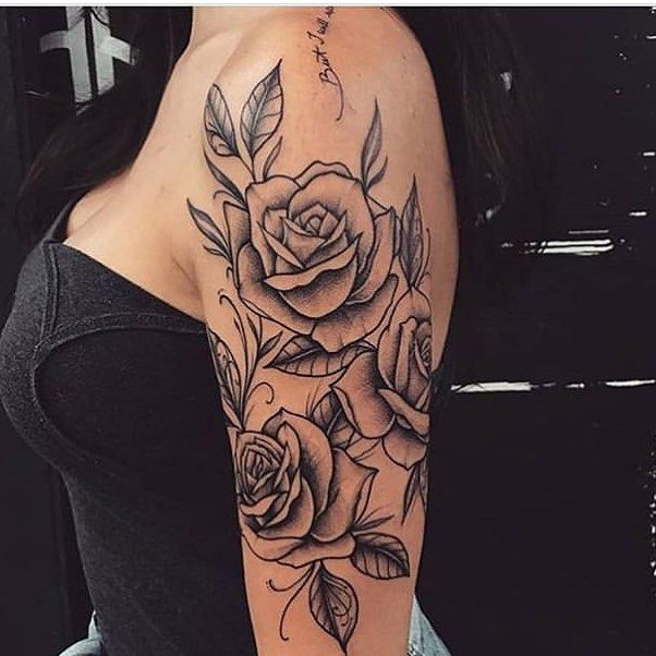 52 Unique Rose Tattoo Ideas · | Rose shoulder tattoo, Shoulder .