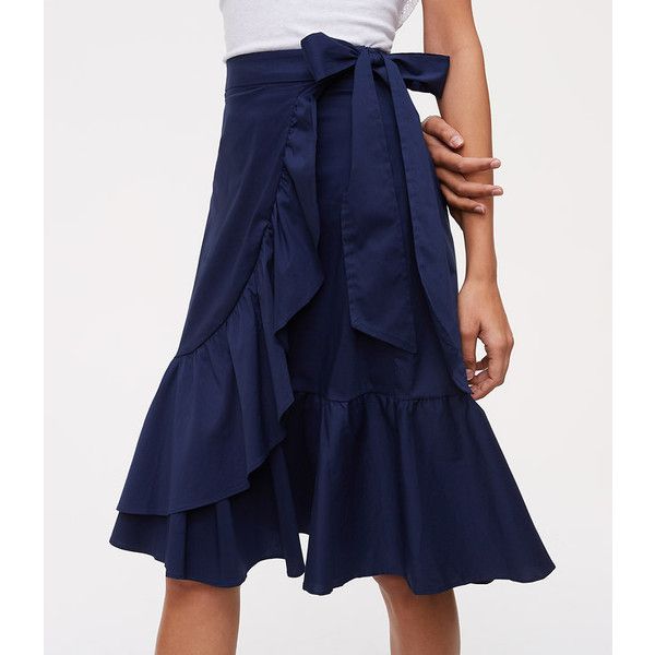 LOFT Ruffled Wrap Skirt ($65) ❤ liked on Polyvore featuring .