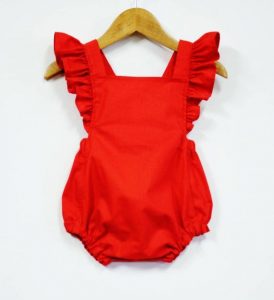 Red Retro Baby Girl Romper, Ruffle Romper, Baby Outfit Girl, Baby .