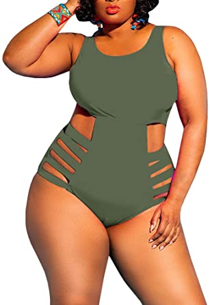 YONYWA Womens One Piece High Waist Plus Size Swimsuits Sexy Tummy .