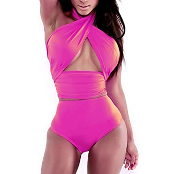 Amazon.com: Kanhan Womens Sexy Geometric Wrap Bikini Set Halter .