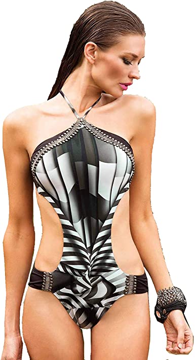 Northead Women's Sexy Bikini one-Piece Geometric Printed Swimsuits .