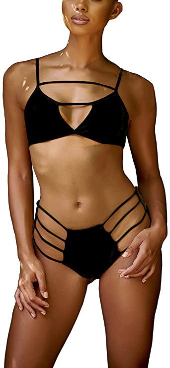 Amazon.com: Womens Sexy Strappy Swimsuits High Waisted Bikini Set .