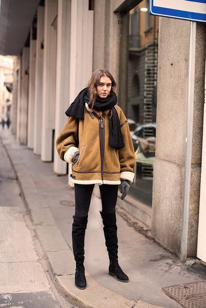 Find Out Where To Get The Jacket | Jacket outfit women, Shearling .