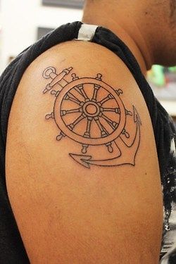 Ship Wheel Tattoo Designs | Outline Ship Wheel Anchor Tattoo On .