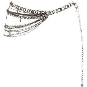 Silver Diamante Cross Chain Belt | Chain belts, Cross chain, Cha