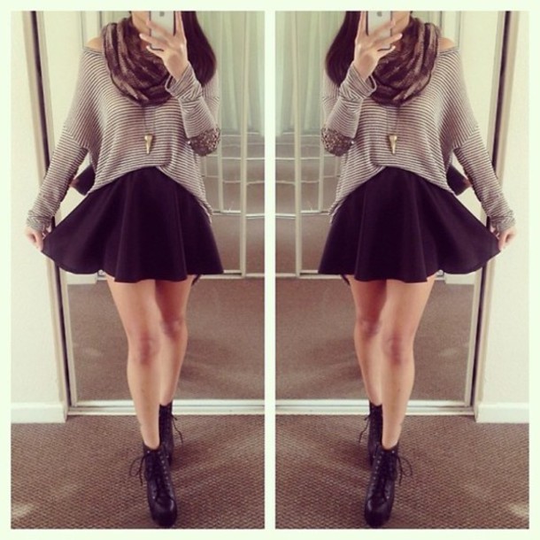 skirt, skater skirt, black skirt, black skater skirt, fall outfits .