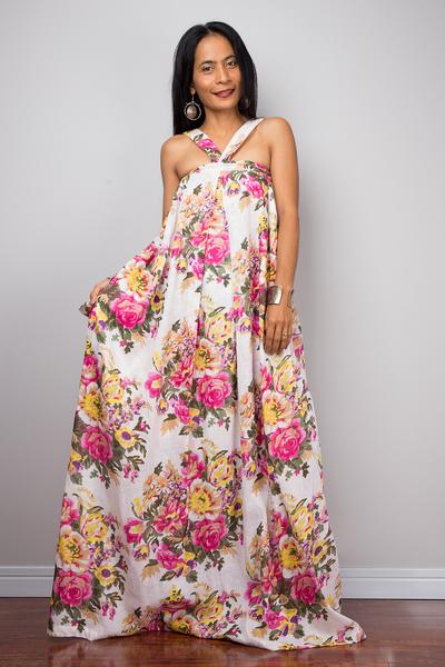 Floral dress, Summer Dress, Pink floral cotton dress, sleeveless .