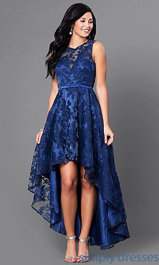 Lace High-Low Sleeveless Semi-Formal Party Dress | High low party .