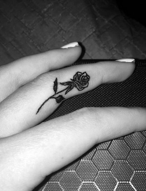Rose Tattoo on the Inside of Your Finger. | Tattoos, Finger tattoo .